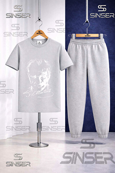 SS SİNSER Παιδικό σετ φόρμας με μπλουζάκι με στάμπα ATATURK SIGNATURE ΛΕΥΚΟ