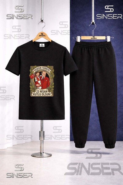 SS SİNSER Παιδικό σετ φόρμας με στάμπα ATA KIZ CERCEVE 23 ΑΠΡΙΛΙΟΥ