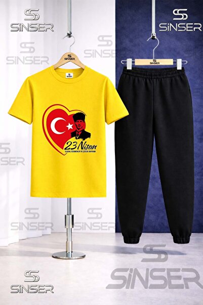 SS SİNSER Παιδικό Σετ Φόρμας με Μπλουζάκι με Στάμπα ATA HEART 23 ΑΠΡΙΛΙΟΥ