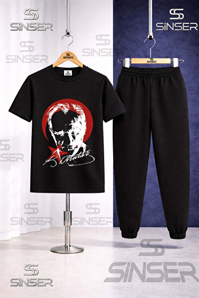 SS SİNSER Παιδικό σετ φόρμας με στάμπα ATATURK RED MOON STAR WHITE