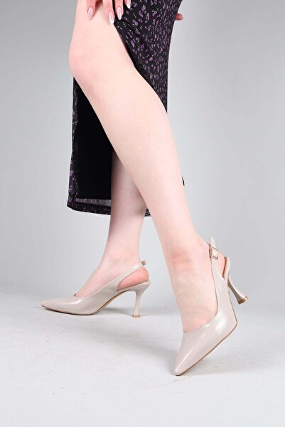 Birikon Mi̇la Open Back Heeled Shoes Beige