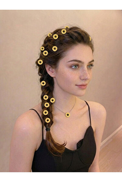 REBORN DESIGN Sunflower Model Yellow Color 10-Piece Charm Hair Earrings