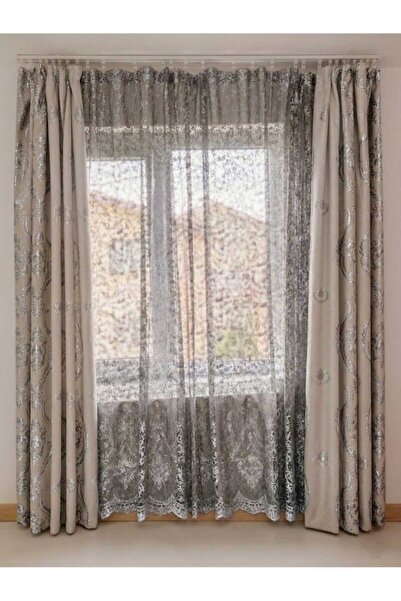 NoNameStore7 Set of 2 curtains, ready-made, Easy to install on the rail, Grey...