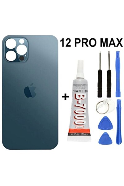 Yedcom Iphone 12 PRO MAX Mavi Arka Cam Kapak Arka Pil Kapağı