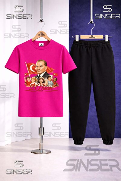 SS SİNSER Children's Ata and Multiple Children 23 April Printed T-Shirt Sweat...