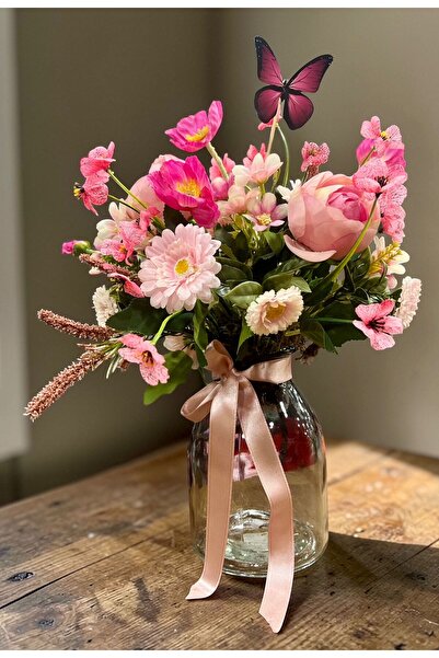 sedoshhomevision Pink Wildflower Artificial Flower Arrangement Decorative in ...