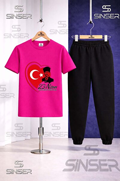 SS SİNSER Παιδικό Σετ Φόρμας με Μπλουζάκι με Στάμπα ATA HEART 23 ΑΠΡΙΛΙΟΥ