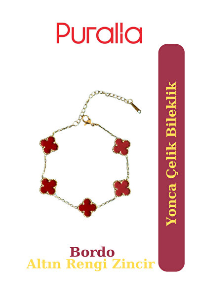 Puralia Bordo Yonca Steel Bracelet - Gold Color Chain