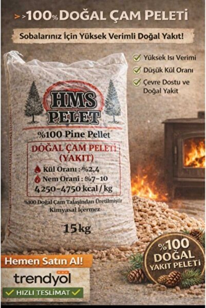 HMS PELET %100 Doğal A1 Kalite Çam Peleti- Roket Soba Yakıtı-Yüksek enerji-Du...