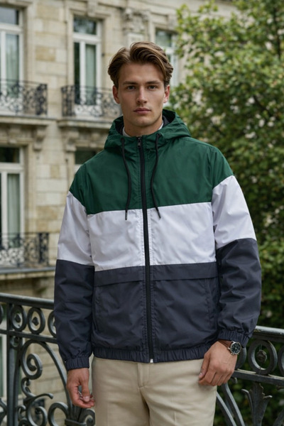 DAMGA JEANS Ανδρικό παλτό βροχής και αντιανεμικό με φερμουάρ και μοντέρνο σχέδιο