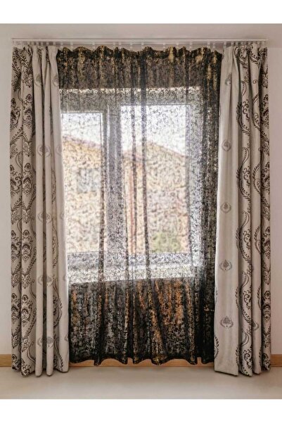 NoNameStore7 Set of 2 curtains, ready-made, Easy to install on the rail, Blac...