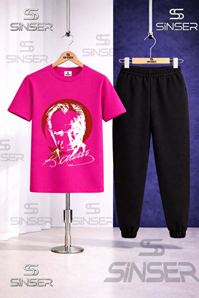 SS SİNSER Παιδικό Σετ Φόρμας με Μπλουζάκι με Στάμπα ATATURK RED MOON STAR WHITE