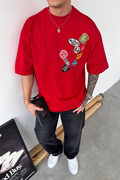 HAFKAGİYİM Red Rock Memories Printed Premium Oversize T-Shirt