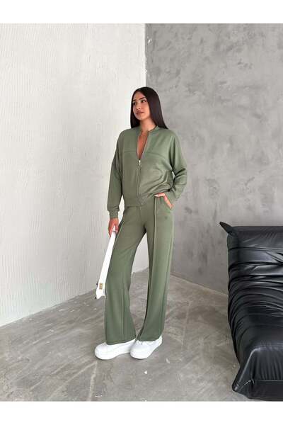 ceymoda Women's College Collar Modal Tracksuit Set