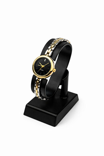 Toz Vintage Cunaro Gold-Black Case Metal Bracelet Cord Elegant Women's Vintag...