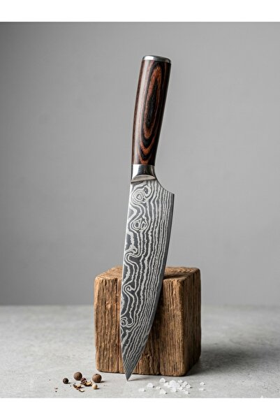 Sweet Home سكين طهاة بتصميم ليزر فاخر - سكين مطبخ من الفولاذ المقاوم للصدأ فا...