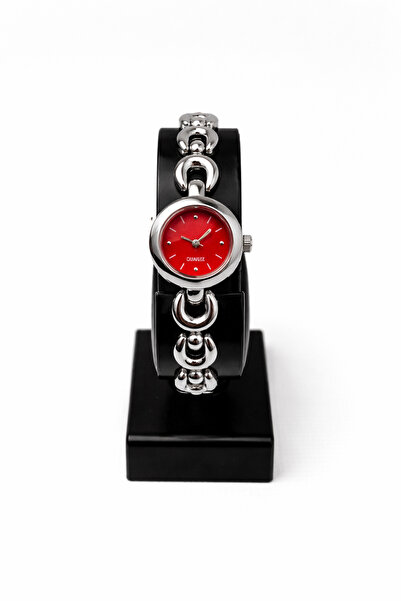 Toz Vintage Coneya Silver Red Metal Chain Bracelet Watch Minimal Women's Vint...