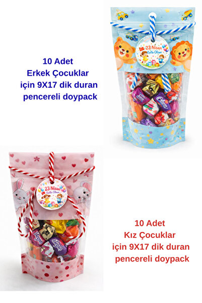 Dekals Set 23 Nisan 20 li Karışık Doypack Hediye Paketi Şekerleme Poşeti (Kar...