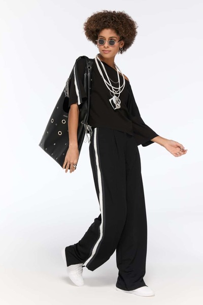 LAMANTE Çizgi Detaylı Crop Bluz