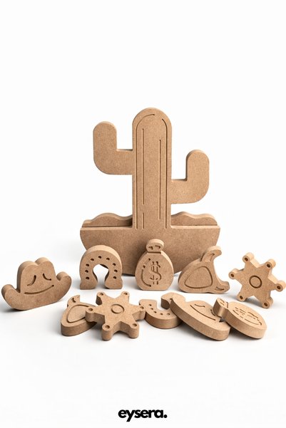 eysera Wooden Wild West Balance Game – Children's Coloring Activity & Hobby Toy, Montessori Educational Set