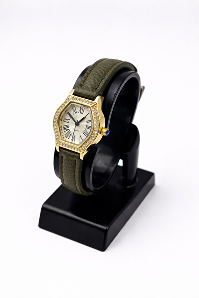 Toz Vintage Cazion Suede Leather Strap Gold Case Stone Detailed Women's Vinta...