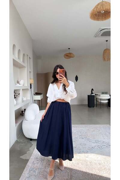 Buket Teke Μπλε ναυτικό φούστα σε απόχρωση φράουλας και μέγεθος κιλό