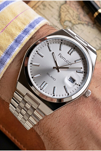 Ferrucci Milano Men's Wristwatch White Dial Steel Band Silver |   Classic and...