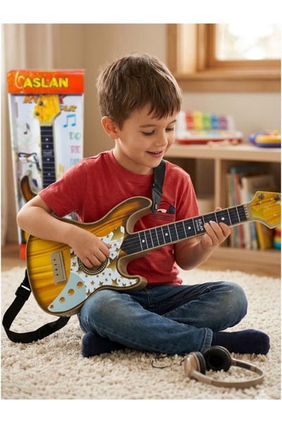 Flower Toys Oyuncak Rock Gitar Çocuk Elektro Gitar 4 Telli Gösteri Kız Erkek ...