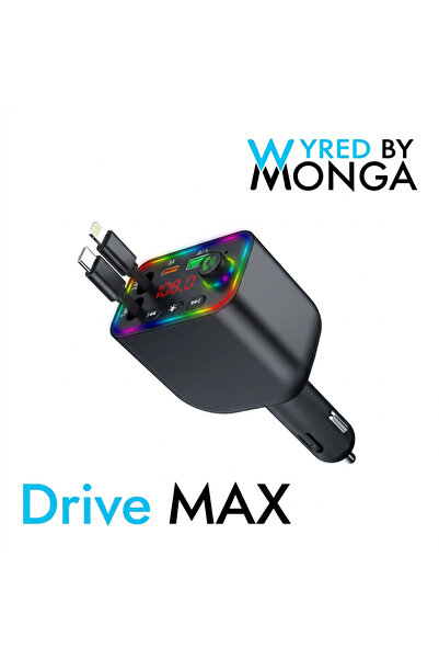 Wyred by Monga 120W Fast Car Charger and FM Modulator, Drive MAX, Retractable...