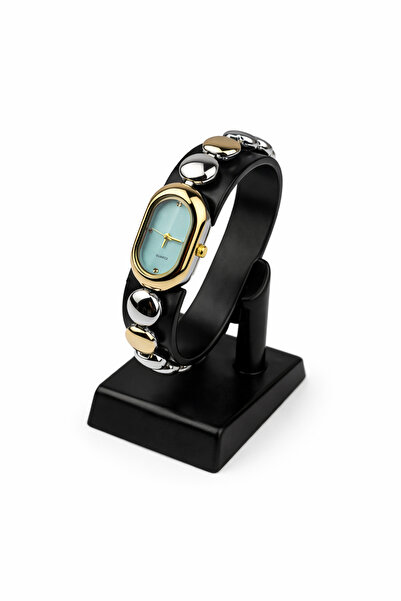 Toz Vintage ساعة كولفيكس بسوار أزرق وتفاصيل معدنية ذهبية للنساء بتصميم عتيق