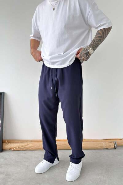HAFKAGİYİM Navy Blue Zippered Baggy Trousers