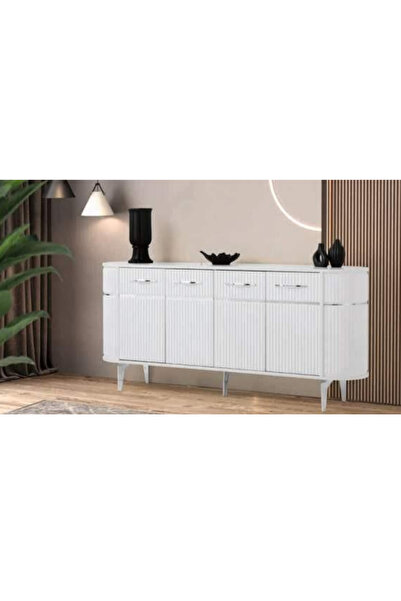 Savita Home Öykü Konsol Beyaz Krom Modern Tasarım Metal Detaylı Dekoratif 180...