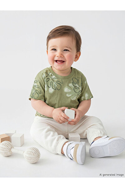 LC Waikiki Quality Pieces from Çelebi Store Leaf Printed Baby Boy T-Shirt and...