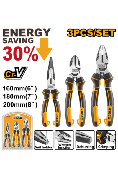 Ingco مجموعة من 3 كماشة عالية الرفع