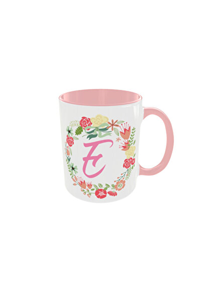 OEM Cana personalizata litera E floral , 350ml – cadoul ideal pentru orice oc...