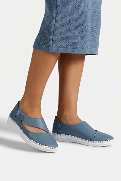 Ayakkabı Fuarı Elit 26YSLNVT01C Γυναικεία παπούτσια casual από γνήσιο δέρμα μπλε