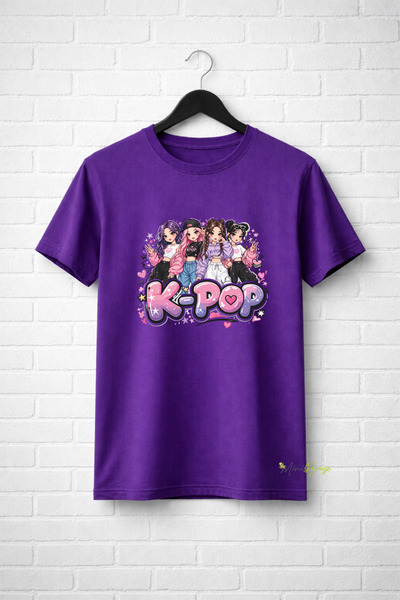 MiniHouse تي شيرت مطبوع عليه K-POP