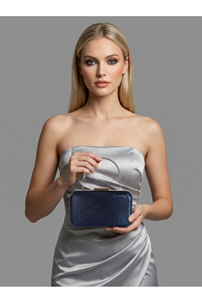 Biçanta Μπλε ναυτικό χρώμα Εισαγόμενο γυαλιστερό ύφασμα με μεταλλική θήκη με ...