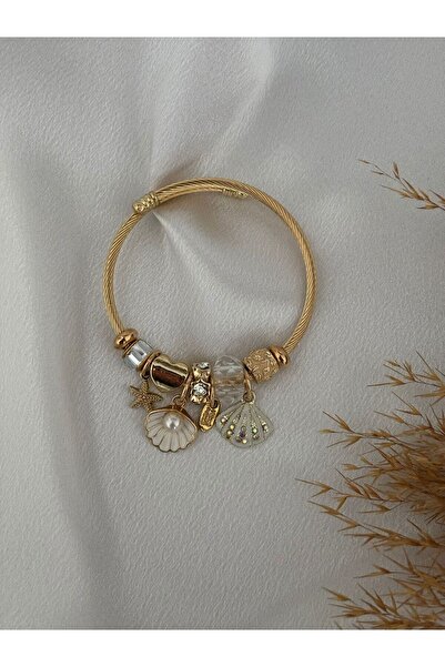 stainless steell Gold Multi-Colored Charm Steel Bracelet