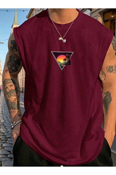 SUNFREE تي شيرت رجالي مطبوع عليه RETRO LANDSCAPE ملابس رياضية بدون أكمام مقاس...