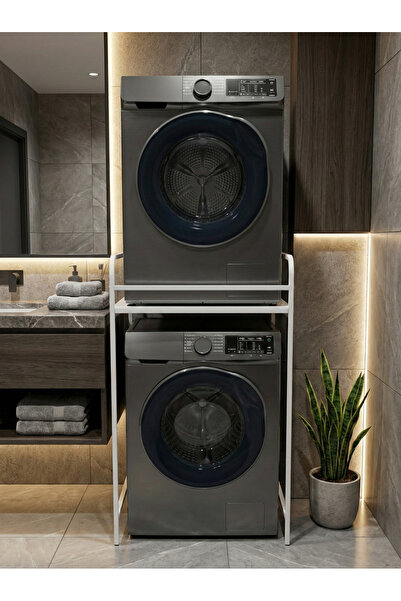 GOLDFALEZ Çamaşır Makinesi Dolabı Raf Metal Düzenleyici Organizer 2 Katlı Ban...