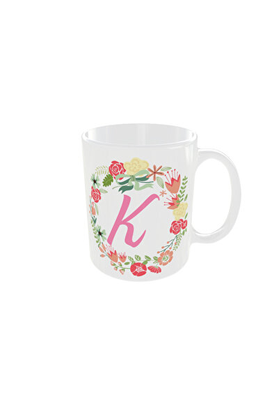 OEM Personalized floral letter K mug, 350ml – the ideal gift for any occasion