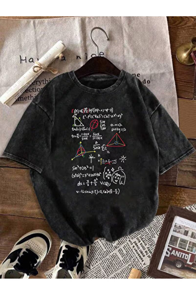 CLASSY.MODA Smoked Washed T-Shirt - Denim Textured Retro Design Loose Top