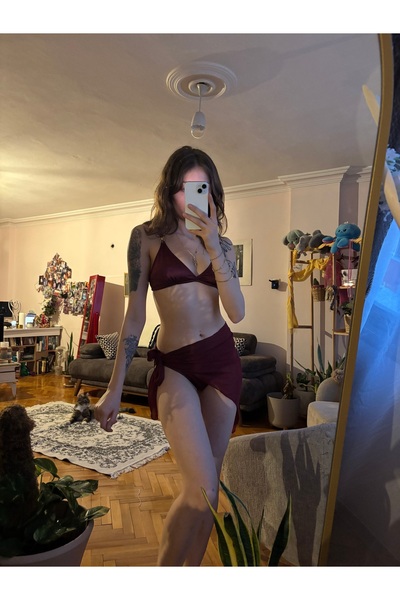 Yasminyes Elemeği bordo şifon pareo