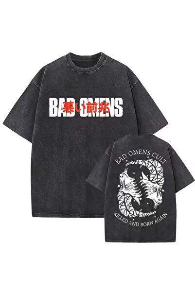 CLASSY.MODA Smoked Washed T-Shirt - Denim Textured Retro Design Loose Top