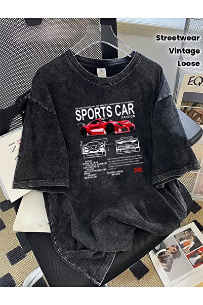 CLASSY.MODA Tricou cu aspect uzat și spălăcit - Top lejer cu design retro și ...