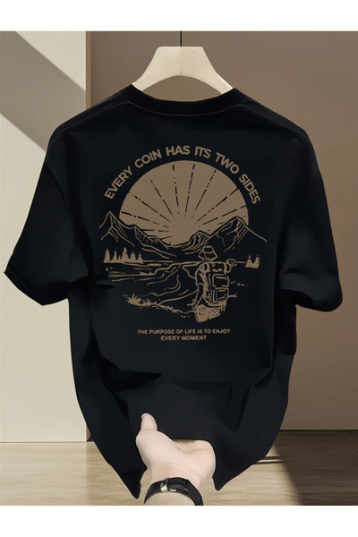 one button Μπλουζάκι Explorer Circle Design με στάμπα Premium Oversize