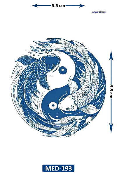 Airbrush Tattoo Ying Yang Balıklar 5 cm Minimal geçici Dövme Yarı Kalıcı Geçi...