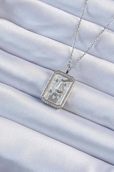 Nehir Stylish 316L Steel Chain Silver Color Zircon Stone Framed Tarot Pendant...