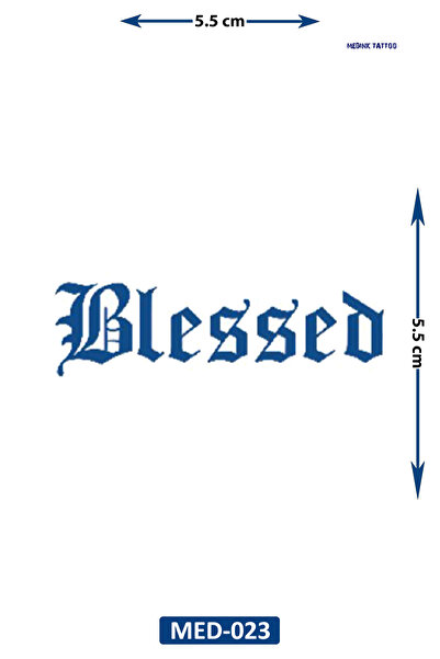 Airbrush Tattoo Blessed 5 cm Minimal geçici Dövme Yarı Kalıcı Geçici Dövme